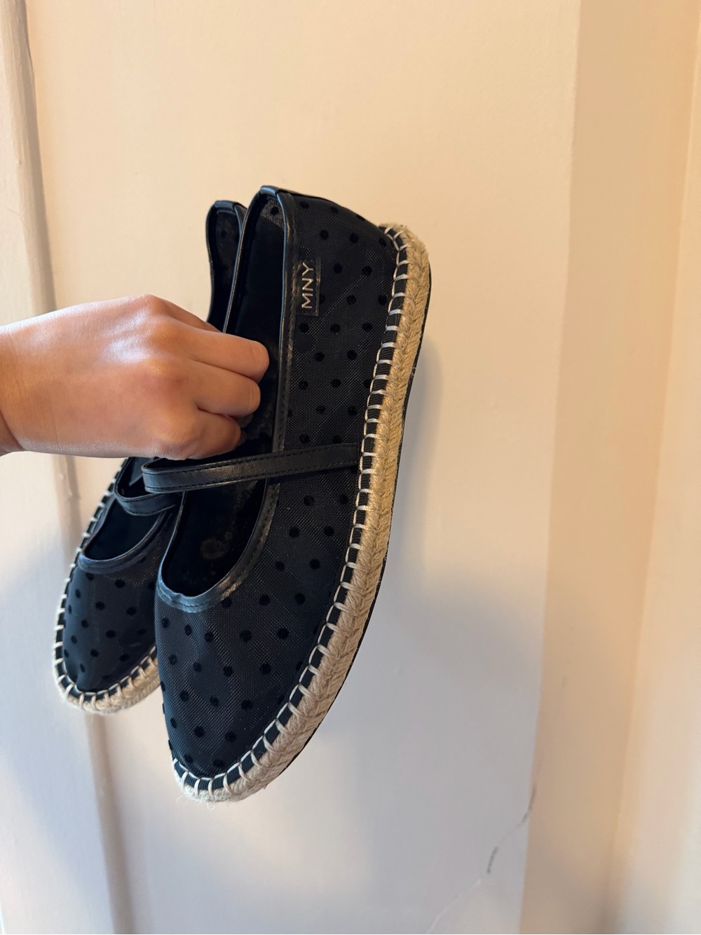 Black Polka Dot Espadrille Flats